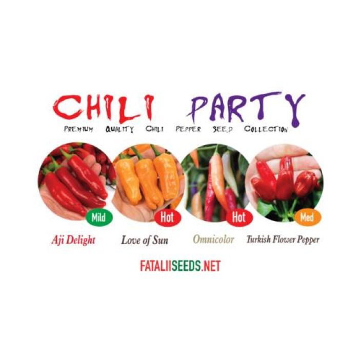 Fatalii Seeds: Chili Party Hieno valikoima harvinaisia, nayttavia ja maistuvia chili-lajikkeita.
