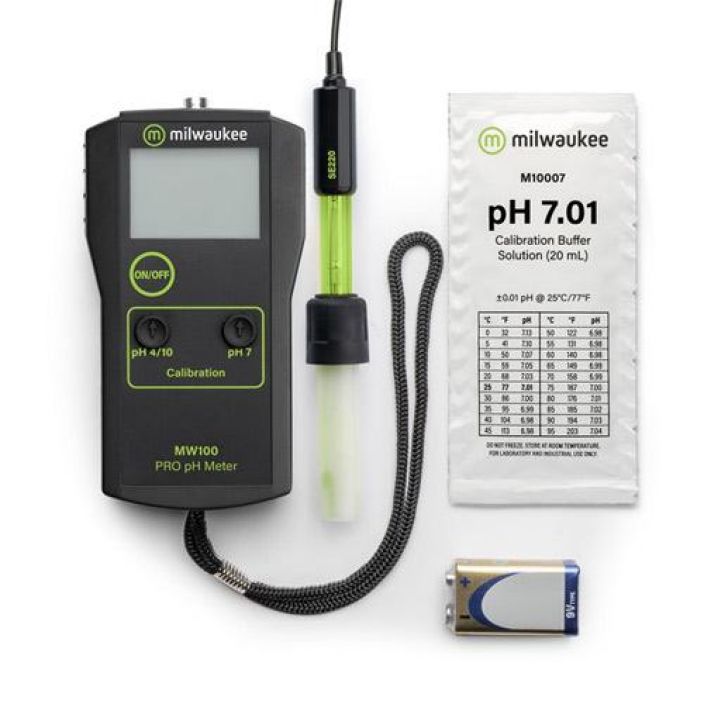 pH-mittari Milwaukee MW100 Erittain laadukas ja tarkka, vaihdettavalla elektrodilla varustettu pH-mittari nesteiden pH-arvon