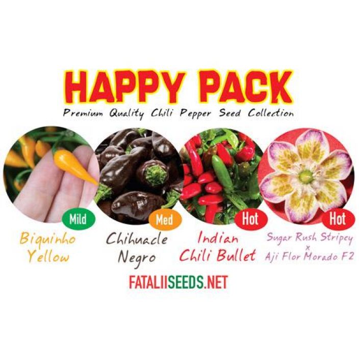 Fatalii Seeds: Happy Pack Hieno valikoima harvinaisia, nayttavia ja maistuvia chili-lajikkeita.