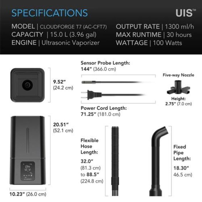 Ilmankostutin, AC Infinity Cloudforge T7 15L tuotekuva 4