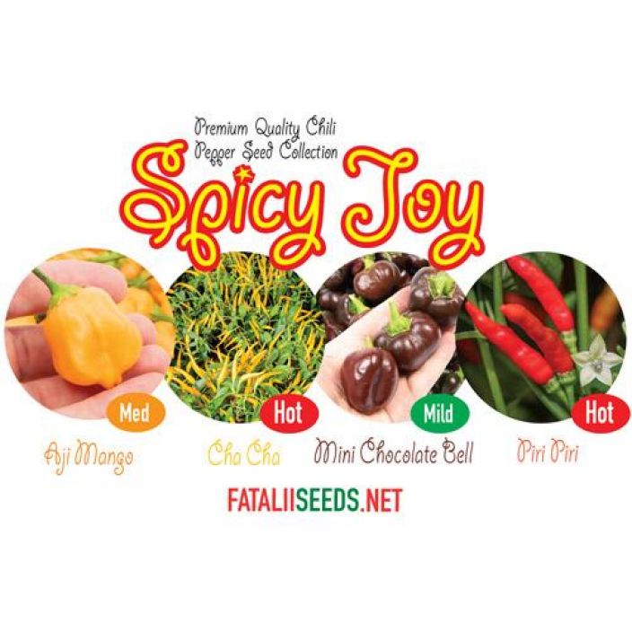 Fatalii Seeds: Spicy Joy Hieno valikoima harvinaisia, nayttavia ja maistuvia chili-lajikkeita.