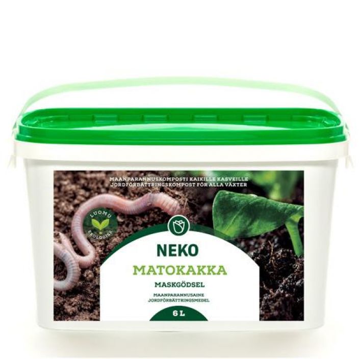 NEKO Matokakka 6l Kastematojen valmistama, lannoittava luonnonmukainen maanparannuskomposti kaikille kasveille.