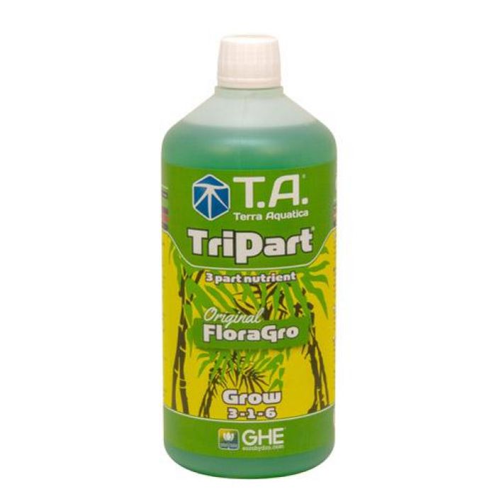 Terra Aquatica TriPart Grow 1l TriPart-sarjan mineraalipohjainen kasviravinne kaikille kasvualustoille.