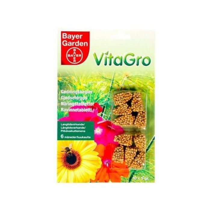 VitaGro pitkavaikutteinen ravinnetabletti 10kpl Hitaasti liukeneva ravinnetabletti kukille