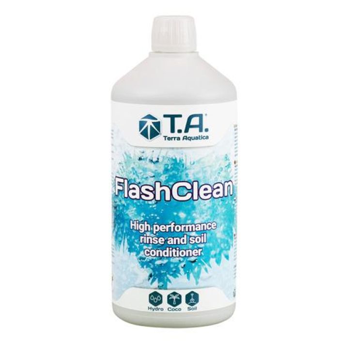 Terra Aquatica FlashClean 1l Puhdistusaine viljelyjarjestelmille ja ravinteiden huuhtomiseen.