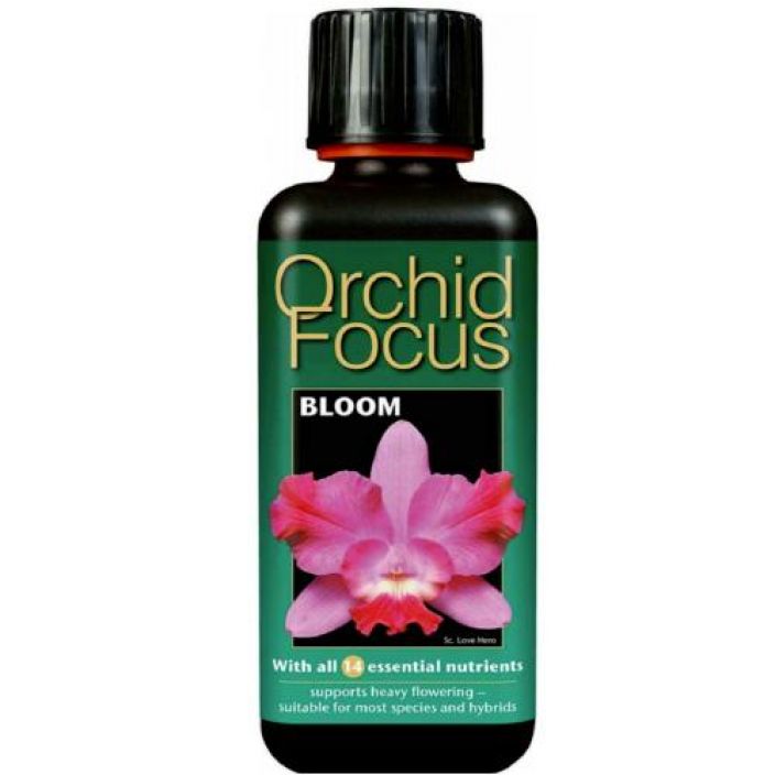 Orchid Focus Bloom 300ml Nestemainen erikoislannoite, joka sisaltaa kaikille orkidea-lajeille tarkeat paaravineet ja