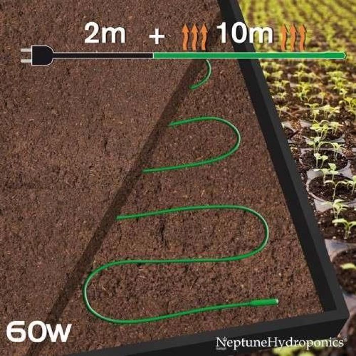 Lammityskaapeli 60W, 2+10 metria Lammityskaapeli pistokkeiden juurruttumiseen, siementen idatykseen, seka aikuisten kasvien