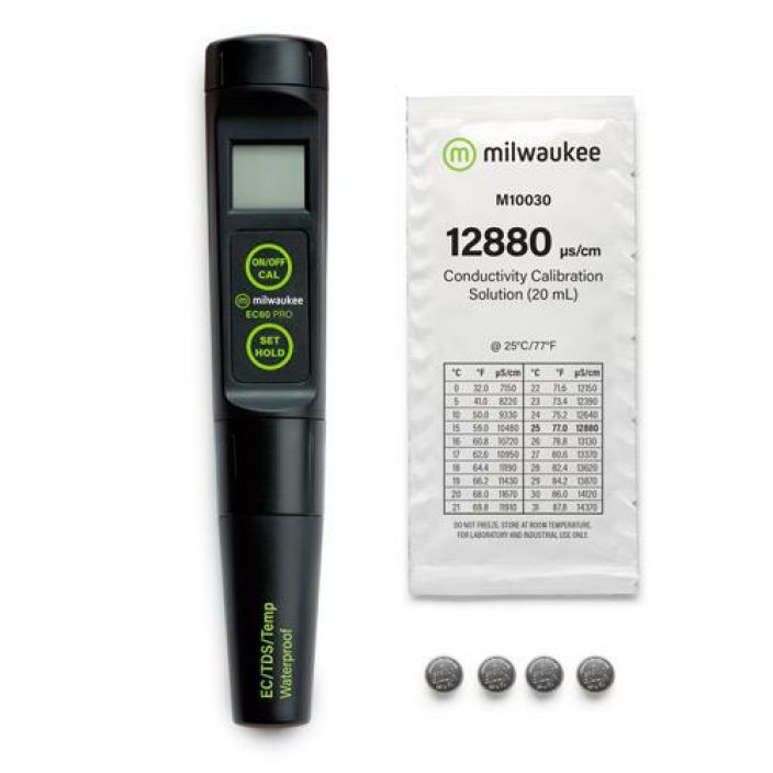 EC-mittari Milwaukee EC60 Laadukas, vesitiivis ja vaihdettavalla elektrodilla varustettu mittari nesteiden EC-arvon