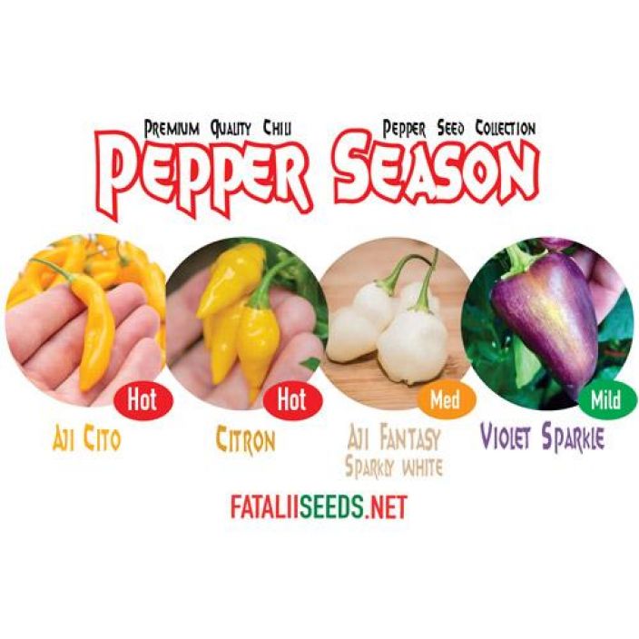 Fatalii Seeds: Pepper Season Hieno valikoima harvinaisia ja erittain nayttavia chili-lajikkeita.