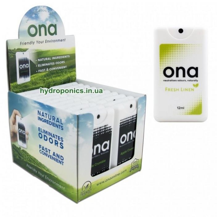 ONA Pocket Sprayer Fresh Linen 12ml Luonnon eteerisista oljyista koostuva ilmanraikastin, taskumalli.
