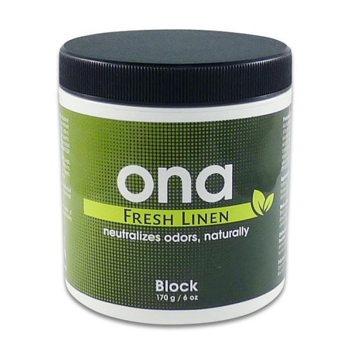 ONA Block Fresh Linen 170g Luonnon eteerisista oljyista koostuva ilmanraikastin