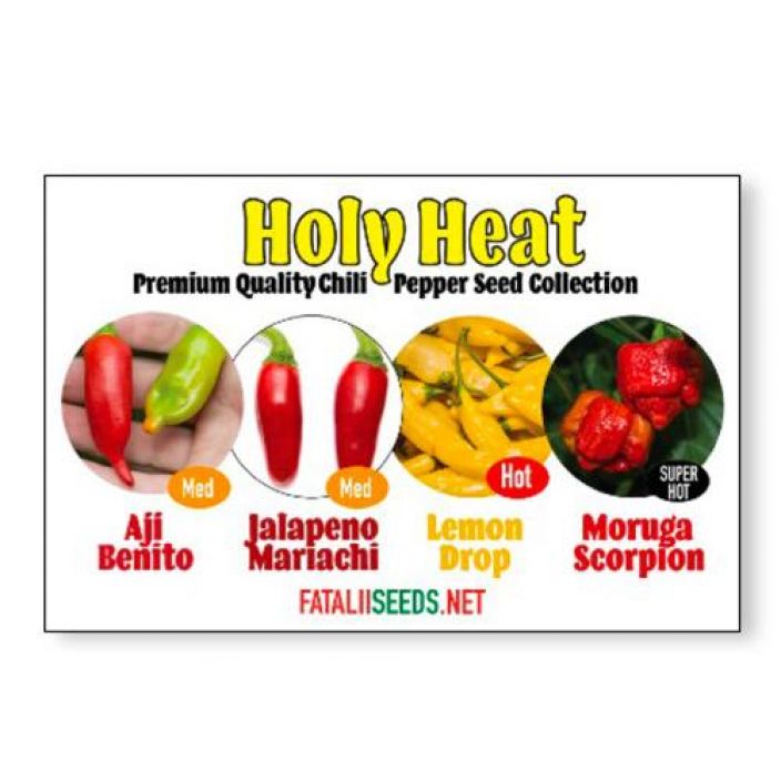 Fatalii Seeds: Holy Heat Hieno valikoima harvinaisia ja erittain nayttavia chili-lajikkeita.