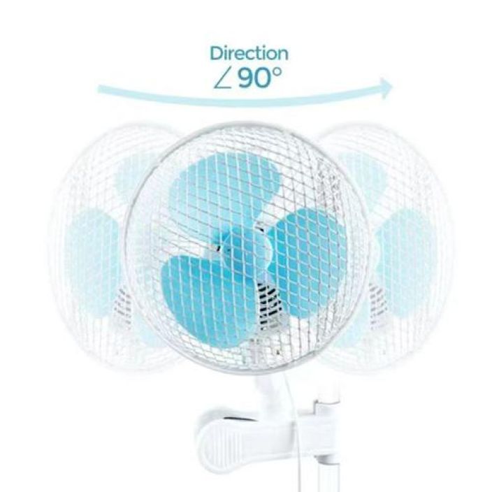 Klipsi-tuuletin Dutch Masters ø23cm oskilloiva Kaksinopeuksinen oskilloiva tuuletin putkikiinnityksella.